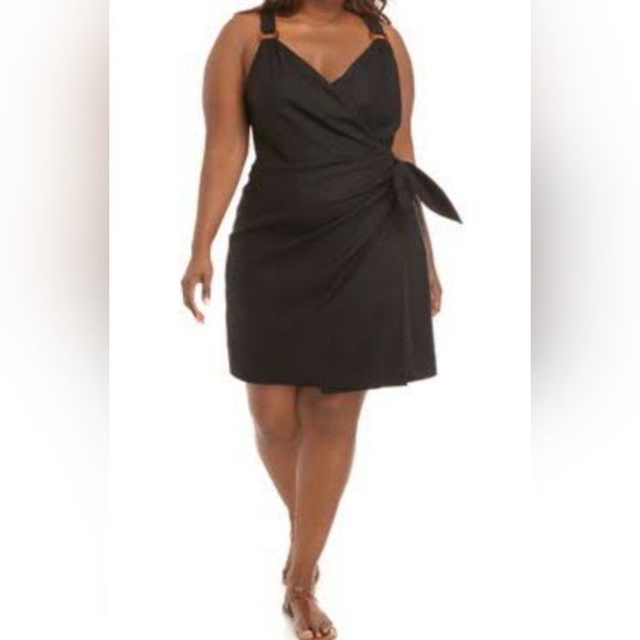 🔥NWT The Limited 22W Linen Sleeveless Wrap Dress - Picture 4 of 17